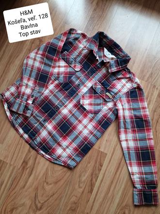 Košeľa h&m károvaná, veľ. 128, h&m,128