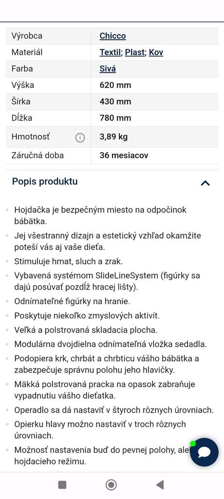 Hojdačka pre dieta, 
