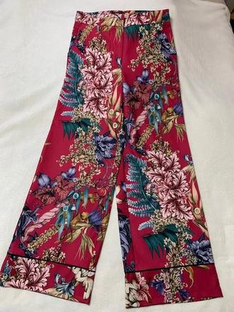 Široké vzorované nohavice s vyšším pásom, 40