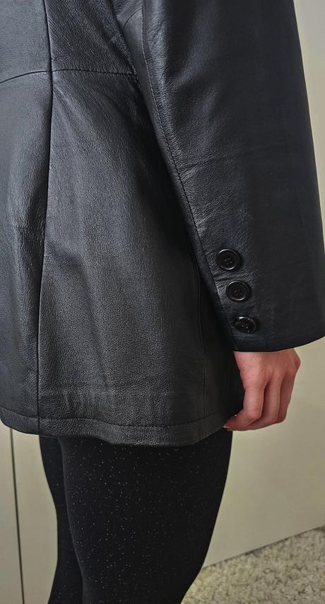 Predĺžené koženkové sako - kabát, 38