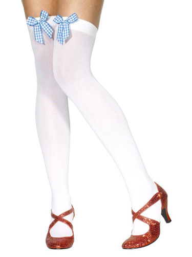 Samodržiace pančuchy s modrou mašľou,