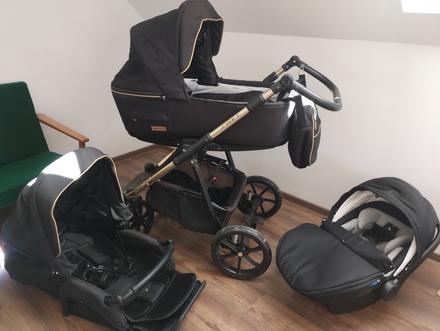 Čierny kočík riko so zlatým rámom, riko,riko swift premium