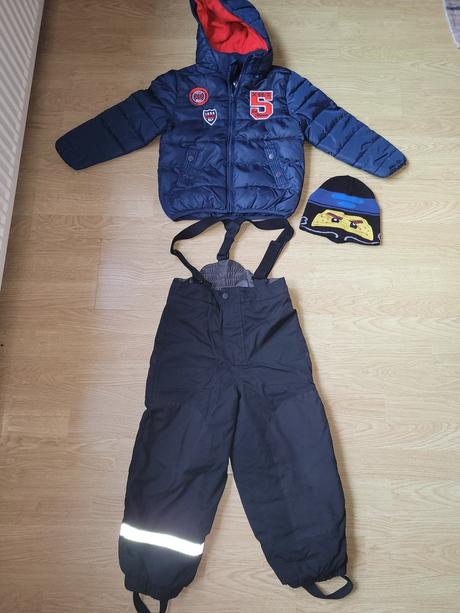Oteplovačky, bunda a čiapka, h&m,116
