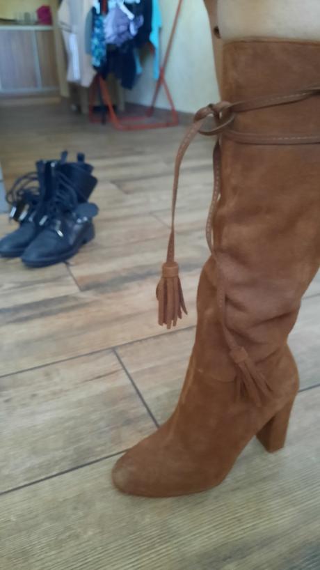 Čižmy z brúsenej kože, zara,35