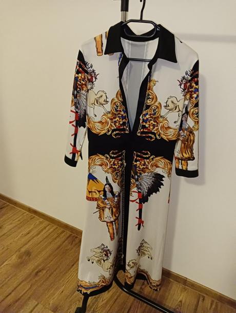 Extravagantné šaty potlač indiáni, m