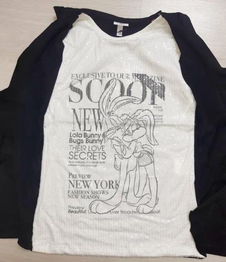 Dievčenské tričko s potlačou a flitrami,11-12 r., ovs,152