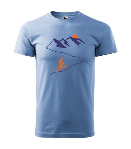Pánske tričko - cyklista a hory, l / m / s / xl / xxl