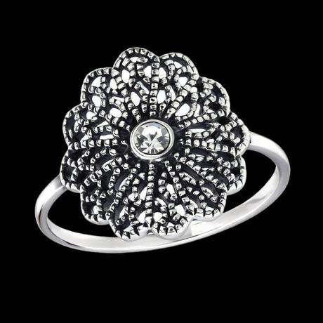 Strieborný prsteň kvetina, 