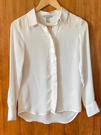 H&m biela voľná šifónová košeľa s dlhým rukávom, h&m,32