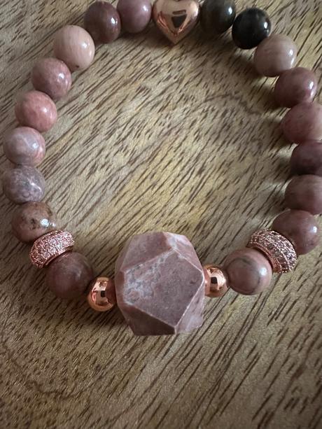 Náramok rodonit gold rose, 