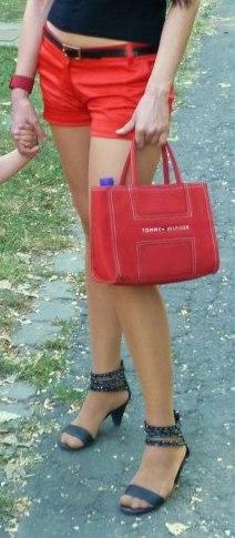 Červené sortky-saténové kraťasy, m