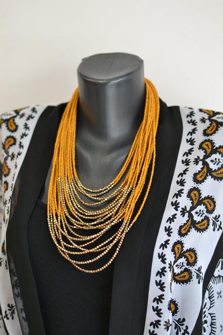 Žlto-zlatý korálkový náhrdelník, h&m