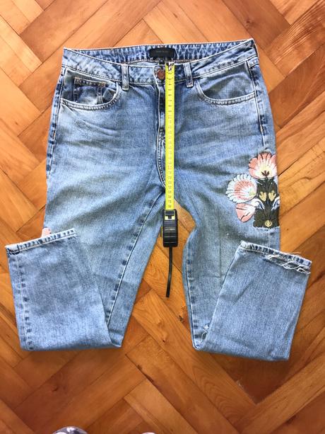 Krásne rifle/džínsy s kvetinkami, river island,36