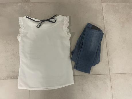 Ľahké letné rifle zara vel. xs a blúzka, zara,xs