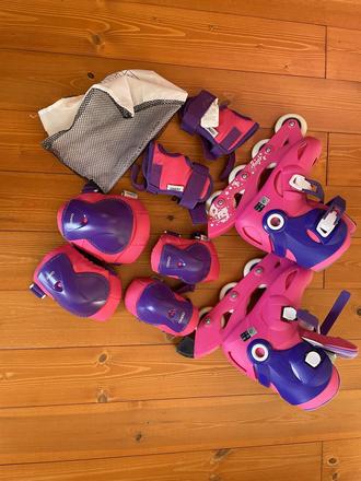 Detské kolieskové korčule play3 ružovo-fialové, 32