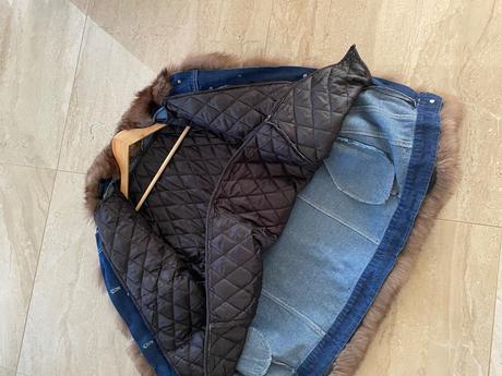 Riflová bunda s pravou kožušinou 3v1, s