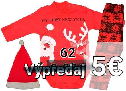 Vianočná súprava body + nohavice + čiapka, 62
