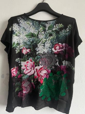 Tricko desigual m s krasnou potlacou kvetin kvety,, desigual,m