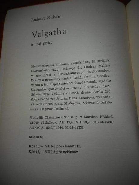 Valgatha a iné prózy, ľudovít kubáni,