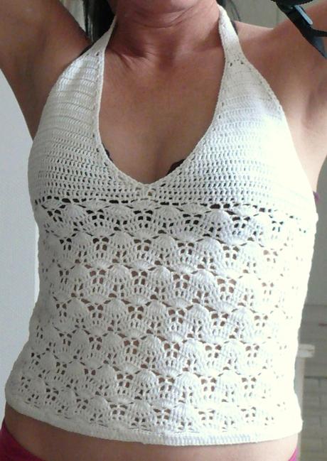 Háčkované tričko na zaviazanie, m