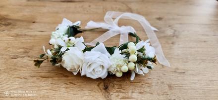 Bohato zdobený venček - čelenka - biela, 