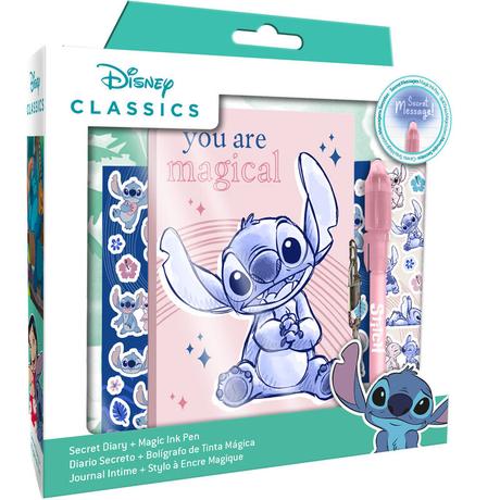 Stitch zápisník so zámkom, samolepkami a magickým, 