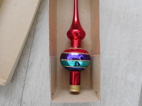 Retro vianočný špic červený fúkaný,, 