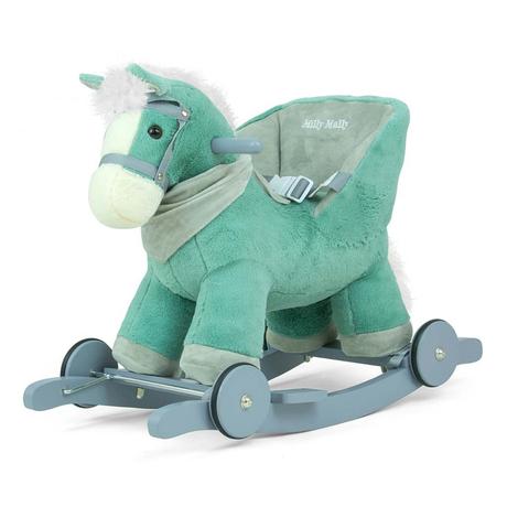 Hojdací koník s melódiou kolieskami mätový,