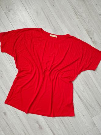 Červený oversize top s trblietavými pasikmi, xl