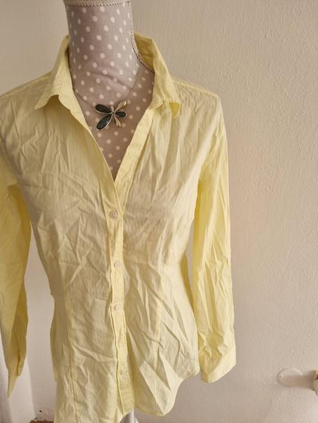 Žltá blúzka s bielymi pásmi h&m veľ. 42, h&m,42