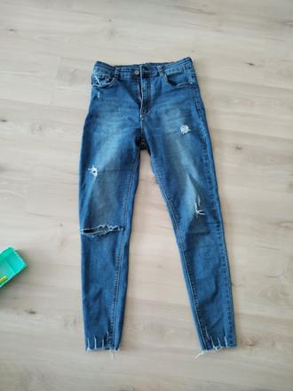 Elastické trhané rifle m,  s vysokym pasom, m