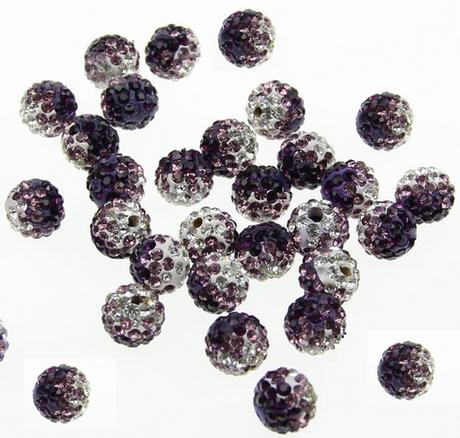 Shamballa korálky melírované fialové , 