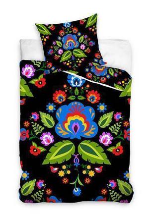 Bavlnené obliečky 140x200 ľudovka čierna - skladom, 