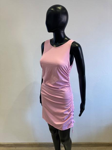 Dámske šaty nariasené ružové, s