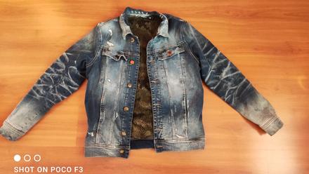 Riflová zateplená bunda prechodná, l