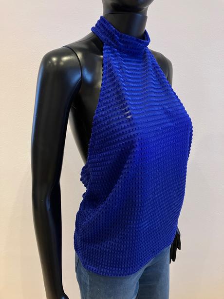 Kráľovskomodrý top okolo krku, m