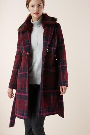 Bordový kabát s kožušinou, next,40 / l