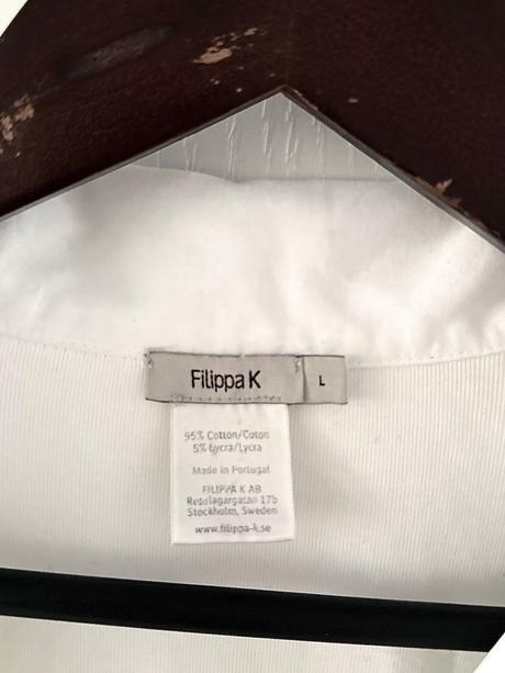 Filippa k  biele tričko s dlhým rukávom a goliero, m