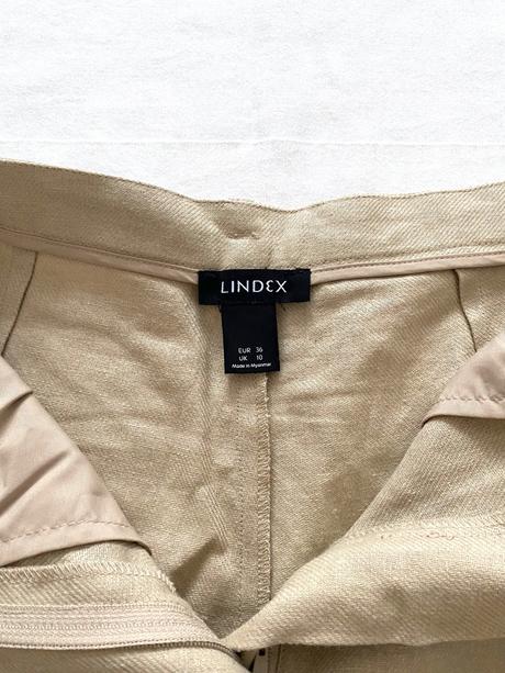Béžové ľanové šortky so zvýšeným pásom a opaskom, lindex,m