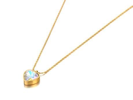 Retiazka a prívesok srdce so žiarivým dúhovým zir,