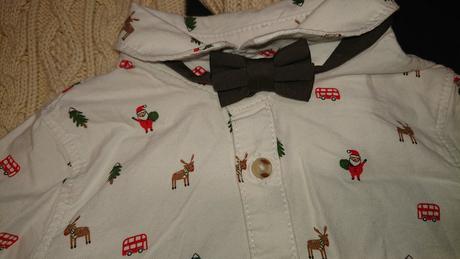 Nový vianočný komplet sveter,košela, motýl,nohavic, 62 / 74 / 86