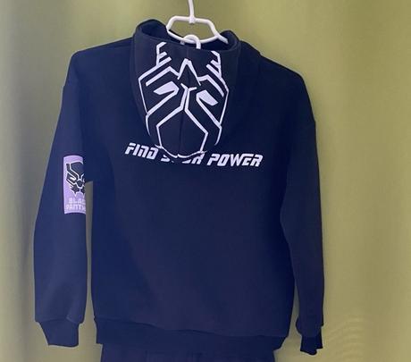 Mikina oversaiz na zips s kapucňou black panther, reserved,140