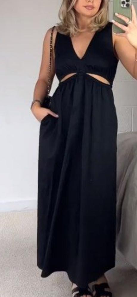 Čierne popelínové bavlnené šaty zara, zara,l