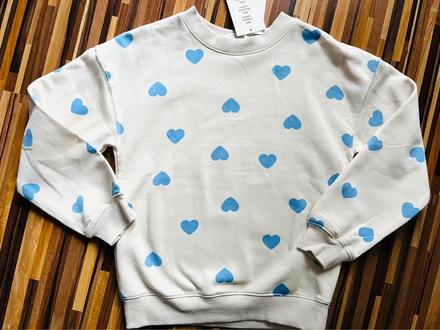 Veľ. 134/140 nová pohodlná mikinka so srdiečkami, h&m,134 / 140