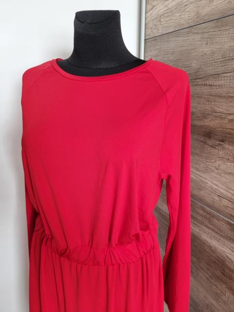 Červené ležérne šaty s dlhým rukávom, timeout,xl