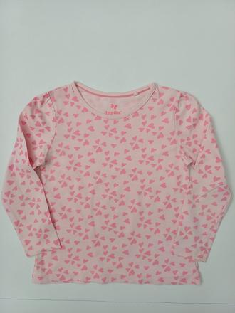 Tričko svetloružové so srdiečkami-dlhý rukáv, lupilu,98