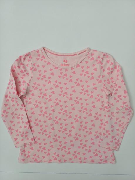 Tričko svetloružové so srdiečkami-dlhý rukáv, lupilu,98