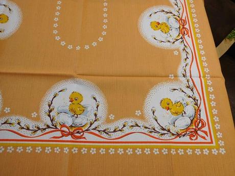 Obrus bavlnený veľkonočné kuriatka retro top top s, 