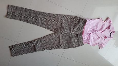 Ružová košielka s károvanými nohavicami, f&f,34