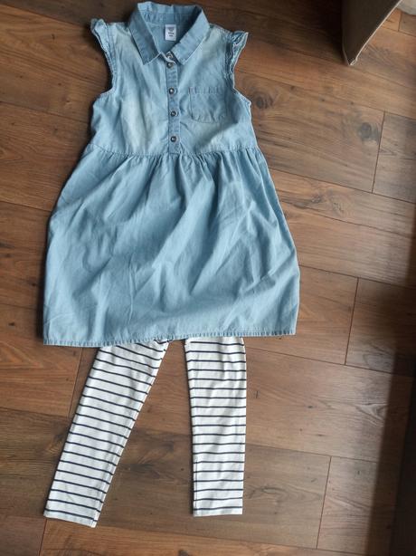 Set riflové šatôčky a legíny, h&m,128
